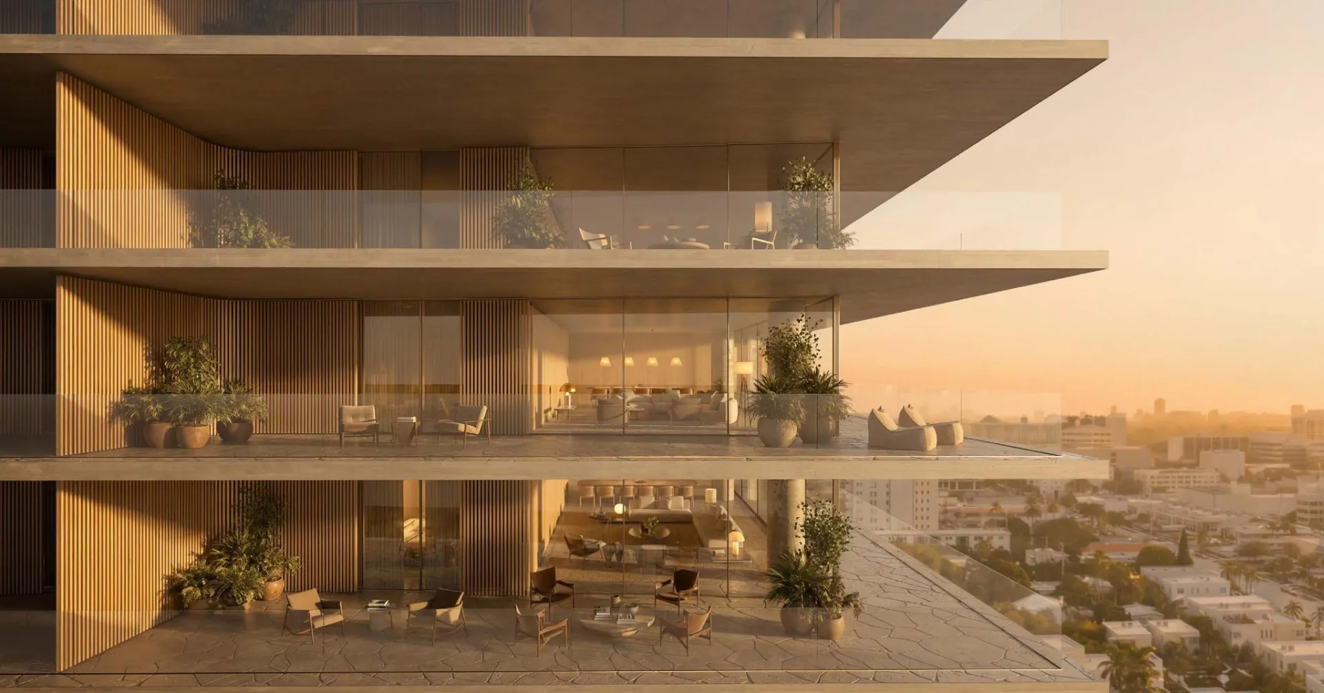 1250 West Avenue Miami Beach – wide sunset terraces with residence interiors