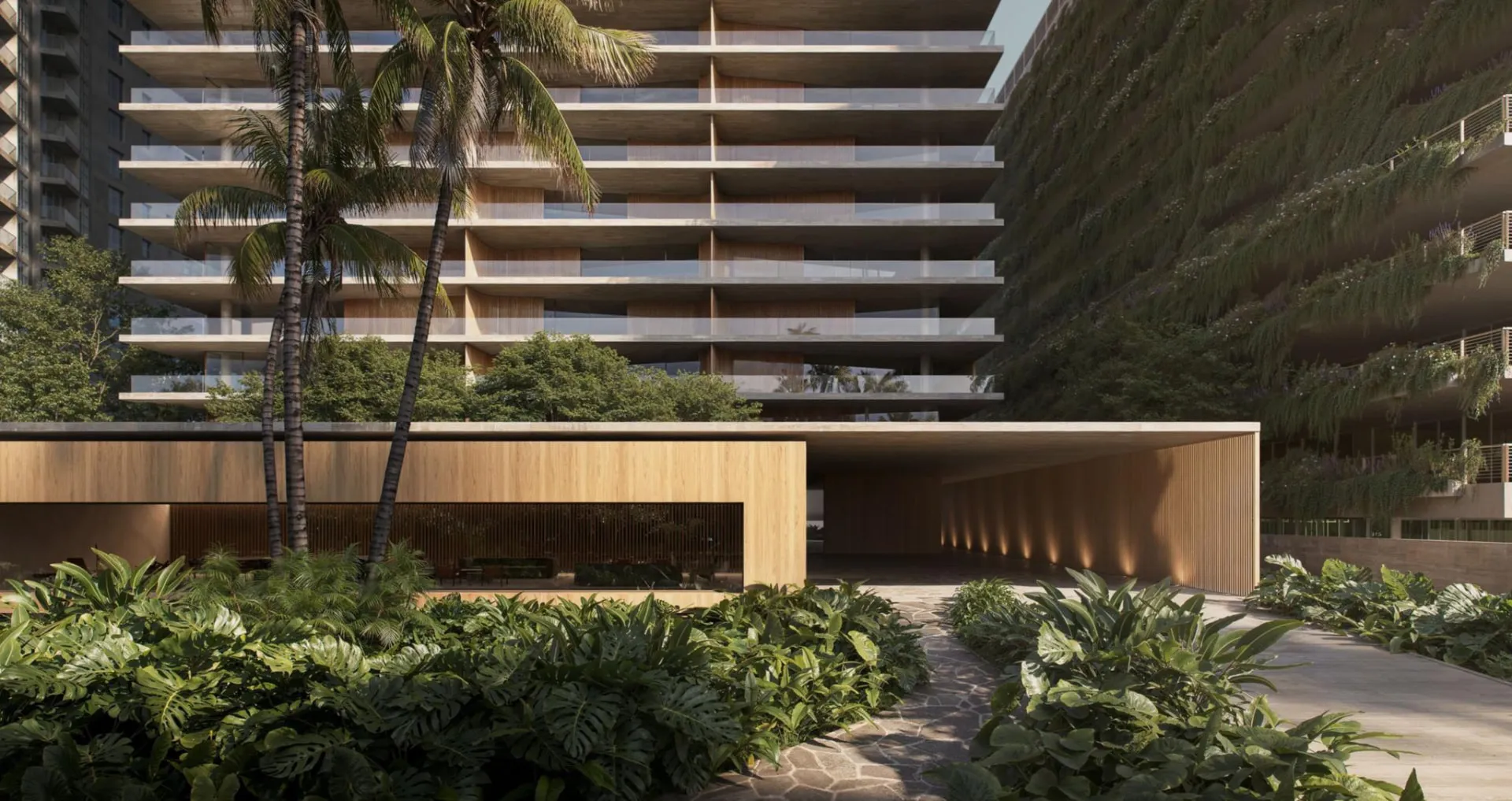 1250 West Avenue Miami Beach – arrival court and lobby pavilion beneath the tower