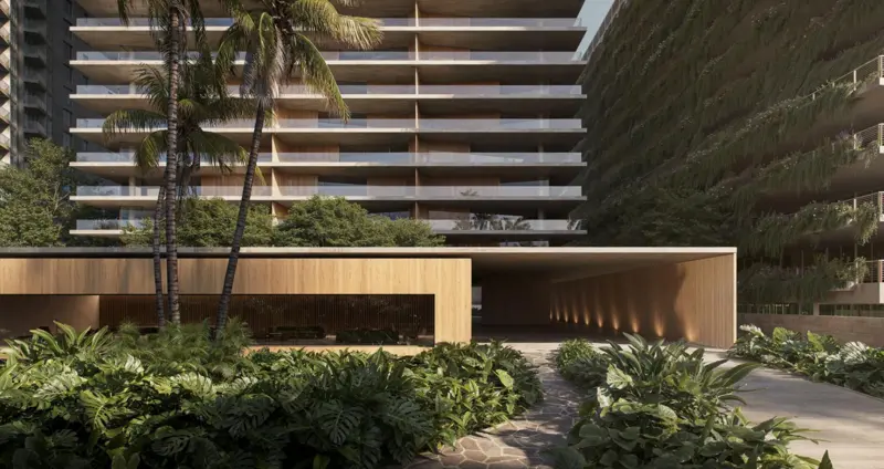 1250 West Avenue Miami Beach – arrival court and lobby pavilion beneath the tower