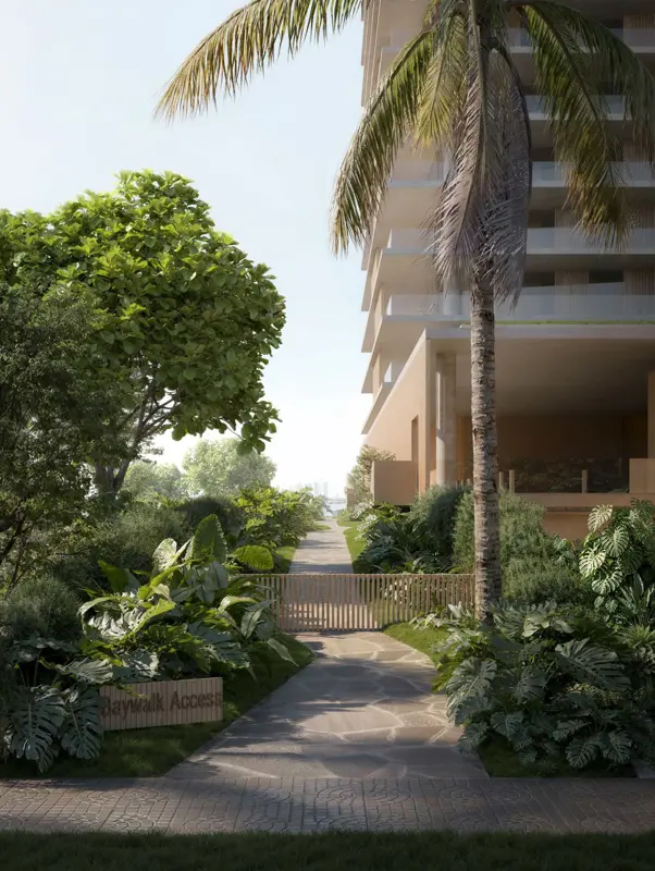 1250 West Avenue Miami Beach – Baywalk access gate and garden path