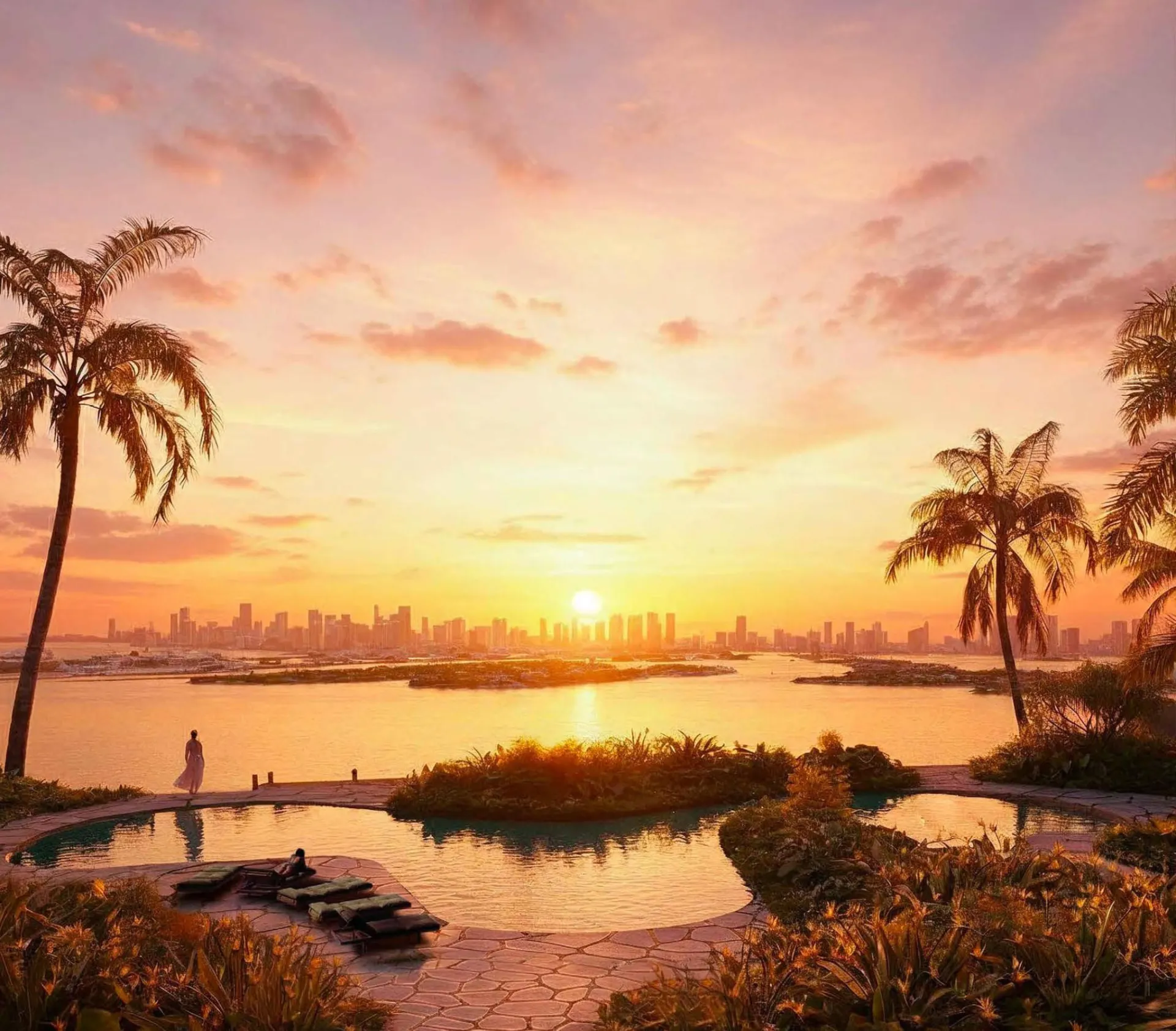 1250 West Avenue Miami Beach – sunset pool overlooking Biscayne Bay